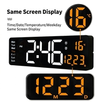 Horloge murale numérique LED de 16 pouces avec affichage de la date et de la température, fonction de mémoire, alimentation USB, décoration de la maison