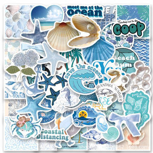 Paquete <span class=keywords><strong>de</strong></span> Pegatinas Promocionales con Temática del Océano Azul, Calcomanías Impermeables <span class=keywords><strong>de</strong></span> <span class=keywords><strong>Vida</strong></span> Marina Azul para Decoración <span class=keywords><strong>de</strong></span> Computadoras Portátiles, Álbumes <span class=keywords><strong>de</strong></span> Recortes y Botellas <span class=keywords><strong>de</strong></span> Agua - Product Image 2