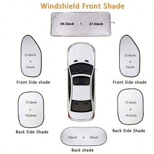 Parasol Plegable para Parabrisas Delantero de Coche y SUV, Tela Plateada, 6 Piezas, para Todas las Ventanas, Regalos Promocionales - Product Image 3