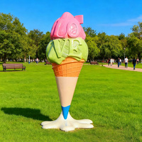 F036 Reuzen ijshoorntje sculptuur van glasvezelhars, muziek- en liefdesthema ornament, kinderfeestjes, milieuvriendelijk, UV-bestendig