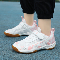 Chaussures de sport professionnelles pour enfants en carbone véritable, respirantes, avec boucle magique, antidérapantes, en maille confortable, pour le badminton