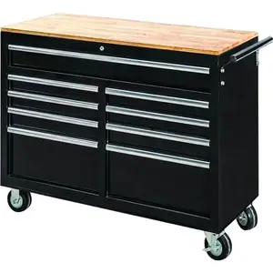 9 Lades Black Metal Rolling Tool Trolley Workshop Werkbank Garage Gereedschapskast Borst