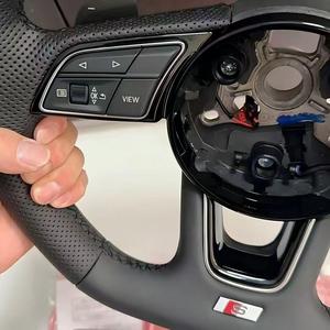 Volante Deportivo <span class=keywords><strong>S</strong></span>-<span class=keywords><strong>Line</strong></span> con Botón de Arranque, Media Fibra de Carbono, LED, Cuero Perforado R8 para Audi <span class=keywords><strong>A1</strong></span> A3 A4 A5 A6 A6L A7 A8 Q3 Q5 - Product Image 5