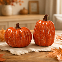Décoration Citrouille en Céramique Brillante, Centre de Table Fait Main pour la Récolte d'Automne et Thanksgiving, Décoration d'Étagère ou de Cheminée pour la Maison à l'Halloween, NOUVEAU
