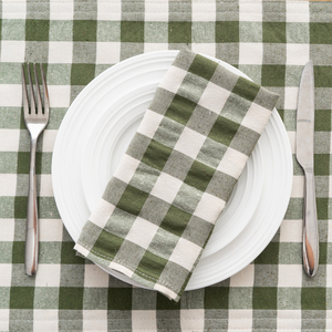 Washable 100% Cotton Yarn-dyed Chambray Green White <strong>Set</strong> of <strong>Napkin</strong> Placemat Kitchen Decor - Product Image 4