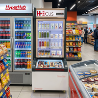 Vitrine réfrigérée verticale et congélateur combiné pour supermarché, porte vitrée, refroidissement direct pour boissons et glaces
