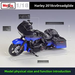 Modèle de moto américaine de tourisme 2018 à l'échelle 1:18, style CVO noir et bleu, avec support d'exposition, objet de collection - Product Image 2