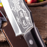 Logo personnalisé Couteaux de cuisine Couteau de chef Damas couteau à découper en os motif dragon forgé avec manche en bois