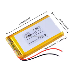 Baterai polimer Lipo Ion Lipo Li Lithium isi ulang 804070 <span class=keywords><strong>3</strong></span>.7V 3000mAh dengan PCM - Product Image 2