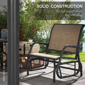 Conjunto de 2 Sillas Glider para Exteriores, Estructura Metálica, Tela Tejida, Muebles de Jardín, Diseño Contemporáneo, Asientos Duraderos para Patio - Product Image 3