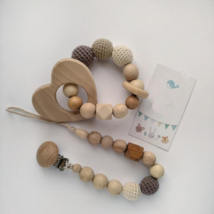 León-Pulseras de ganchillo para bebé, mordedor de madera, chupete de silicona, chupete, juguetes sensoriales, dentición para bebé, para regalo - Product Image 4