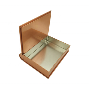 Caja de hojalata con bisagras en forma de libro, personalizada, de grado alimenticio, de bajo precio y gran venta, para envasado de galletas, bizcochos, chocolate y regalos festivos. - Product Image 3