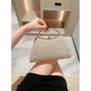 Bolso de Mano Tipo Clutch para Mujer, Bolso de Noche Brillante con Cadena de Diamantes de Imitación para Bodas y Fiestas - Product Image 4