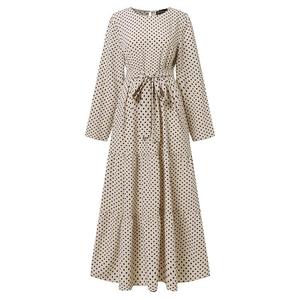 Vestido Elegante de Talla Grande para <span class=keywords><strong>Mujer</strong></span> Musulmana, con Estampado de Lunares, Manga Larga, Estilo Swing - Product Image 4
