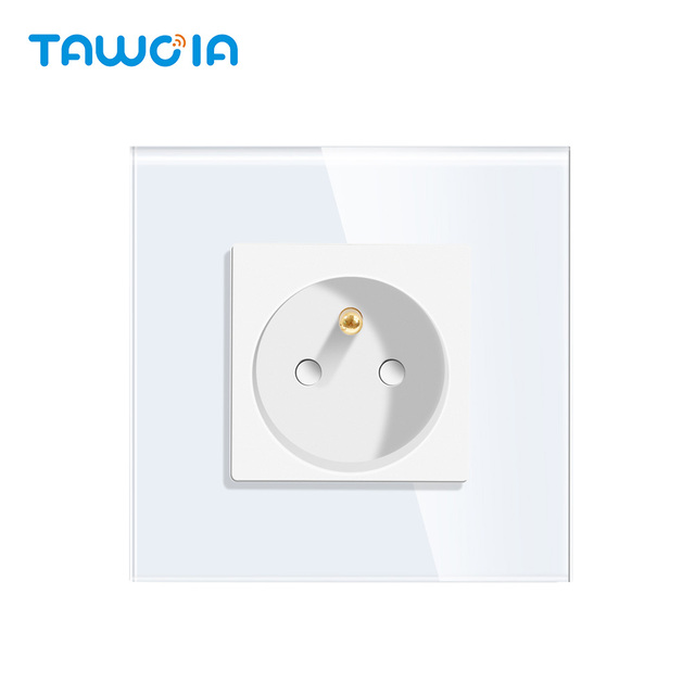 High Quality EU Standard E Type Single French Wall Power Socket 16A Industrial Use with Tempered Glass Panel Cheap Price