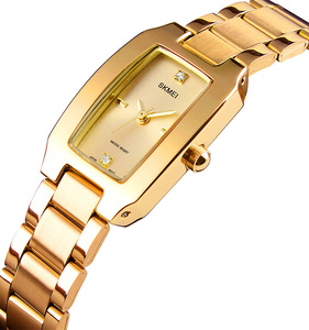 Skmei 1400 <span class=keywords><strong>Montre</strong></span> <span class=keywords><strong>Femme</strong></span> d'Affaires Tendance Quartz Simple Luxe Dorée Mouvement Japonais Étanche 3 ATM - Product Image 2
