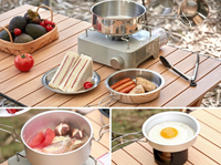 Set Peralatan Masak Camping Aluminium Ultra Ringan 3Pcs dengan Permukaan Anti Lengket yang Dapat Disesuaikan