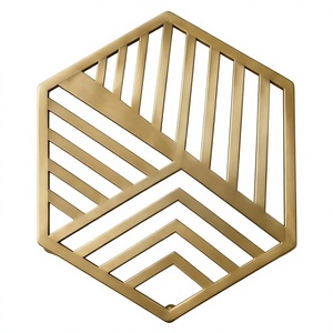 <b>Gold</b> Hexagon Metal Trivet Heat Resistant Hot Pot <b>Coaster</b> Modern Decorative Table Mat - Product Image 5