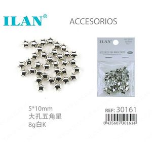 Perline a Stella in Metallo Ilan 5x10mm Oro Bianco per Creazione di Gioielli e Accessori Artigianali - Product Image 1