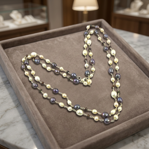 Magnifique collier de perles d'eau douce rondes de qualité AAA avec chaîne en argent, style classique pour les occasions de fête féminines - Product Image 3