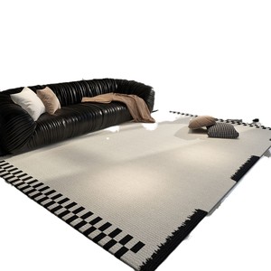 Alfombra Rectangular Color Crema con Diseño de Rayas, Tejida a Máquina, Material Combinado, para Sala de Estar, Dormitorio, Uso Doméstico - Product Image 5