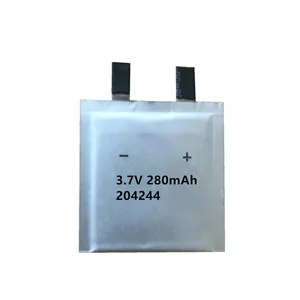 Batería fina de 3,7 V, pequeña batería recargable 204244, 280 m Ah, espesor de 2,05mm