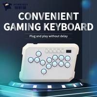 FORYOBUD Powkiddy A50 Pengontrol Game Praktis Gamepad Pertarungan Keyboard Game Tombol Game Rumahan Lampu Warna Konsol Game