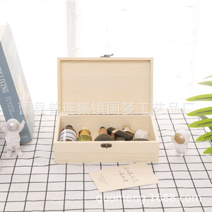 <b>Pine</b> Wooden Storage <b>Boxes</b> Rectangle 6cm Stackable Gift Craft Packaging - Product Image 3