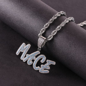 Collar con Colgante de Letras Inglesas Mayúsculas Retro con Circonitas, Estilo Hip Hop Europeo y Americano, Gran Venta, para Mujeres y Hombres, Regalo - Product Image 1