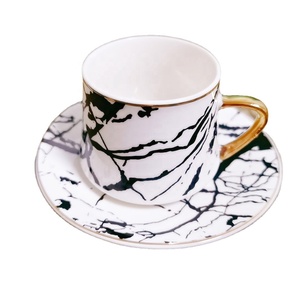 Middle East Saudi Arabia UAE Arabia Export Electroplated Ceramic <b>Coffee</b> Cup and Saucer 6 Cup 6 Saucer Espresso Cup Saucers - Product Image 2