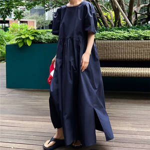 Robe d'été ample grande taille Jupe de poupée série Sen Col en <span class=keywords><strong>V</strong></span> Tempérament amincissant Robe longueur genou - Product Image 2