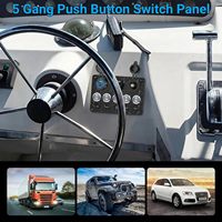 Panel Saklar Sentuh Marine 5 Gang Tahan Air dengan Soket Mobil USB PD QC3.0 & Voltmeter LED 12V, Panel Saklar Tombol Tekan Logam dengan Sekring