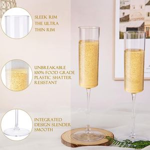 Clear 6 Oz Disposable Square Plastic Champagne <b>Glasses</b> for Party Birthday Anniversary Wedding - Product Image 4