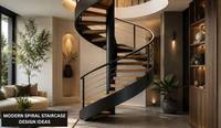 Escalier en colimaçon moderne et élégant en acier inoxydable blanc pour hôtel, respectueux de l'environnement