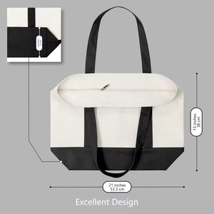 Sac fourre-tout design élégant en toile pour bateau <span class=keywords><strong>avec</strong></span> <span class=keywords><strong>poche</strong></span> externe et fermeture à glissière Sac quotidien en coton réutilisable et personnalisé essentiel - Product Image 2