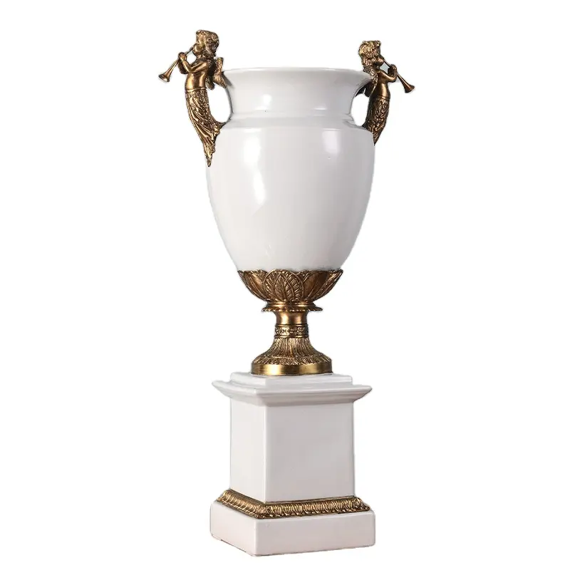 工場直接ヨーロッパヴィンテージ装飾花瓶飾り真鍮高温アラバスター磁器花瓶