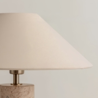 Lampe de table en travertin jaune vintage Wabi-Sabi : Décoration en marbre de style mid-century pour salon, bureau, chambre, certifiée CE