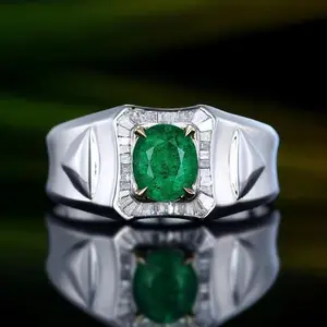 SGARIT Fine Jewelry Zambia 18k gold 0.98ct anello da uomo con smeraldo naturale per gioielli da donna con pietre preziose naturali anello in oro 18 carati con gilda