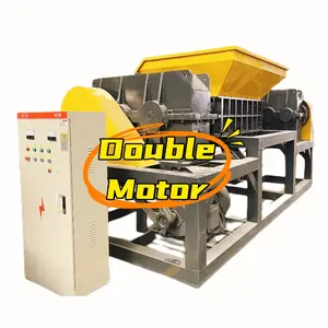 מגרסות תעשייתיות מכונת גריסה של פסולת מוצקה מגרסה מתכת פיר כפול עם 2 פירים מגרסה אוטומטית כפולה פיר