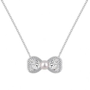 Collar Dylam con Diseño Elegante, Joyería de Moda, Cadena de Plata S925, Circonia 5A, Perla de Concha, Colgante de Lazo - Product Image 1