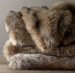 Luxury Top Quality custom faux raccoon fur <strong>throw</strong> blanket for home decoration <strong>sofa</strong> - Product Image 6
