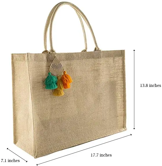 Bolsa de lona de juta, maleta de algodão macio eco-friendly para sacos