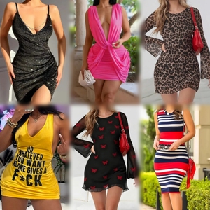 2026 Women's <b>Mixed</b> Print Sexy Casual Dress Wholesale Clearance Inventory - Product Image 3