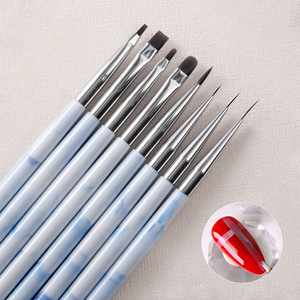 Pinceau à ongles rond et plat, en poils synthétiques, pour la décoration des ongles en gel, outil de manucure pour salon de beauté - Product Image 3