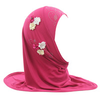 Foulard pour petite fille musulmane de 2 à 6 ans, hijab instantané avec aimant intégré, hijab style malais à six fleurs pour enfants