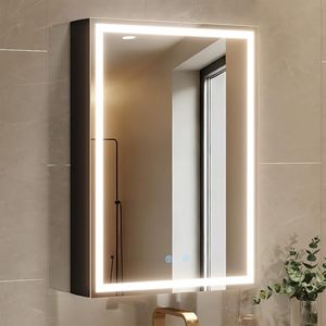 <span class=keywords><strong>Miroir</strong></span> de salle de bain mural modulaire à LED anti-buée <span class=keywords><strong>avec</strong></span> éclairage intégré, cadre en aluminium, prises et ports USB - Product Image 1
