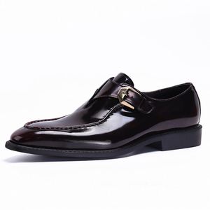 New Style Men's Formal High Top Leather Shoes Business Casual Slip-On Pointed Toe Genuine Glossy Finish Lightweight Evergreen - Product Image 4