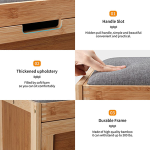 Hidden lật ngăn kéo hành lang nhà tre giày lưu trữ băng ghế dự bị với ngăn kéo ghế - Product Image 3