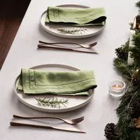Nappe en lin à pois suisses à bords ouverts de 14 x 19 pouces pour l'hôtellerie, les mariages et les événements familiaux