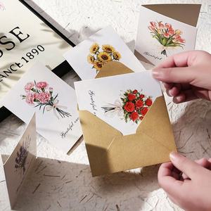 Cartes de vœux de style bouquet avec enveloppe, bénédiction, remerciements, cartes pliables pour la fête des mères, la Saint-Valentin, Noël - Product Image 2
